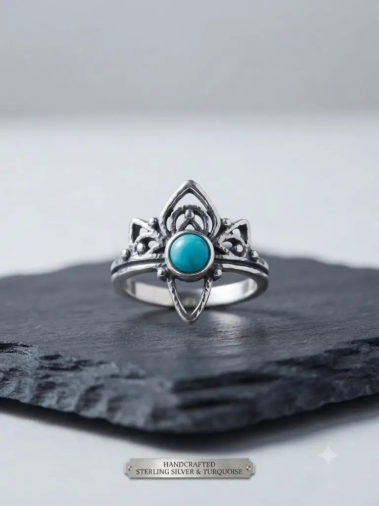 AAA+ Certified, Quality S. Silver-925, Gem Bohemian Turquoise, Size 7, Weight 3.1gm, ABC-734787-5